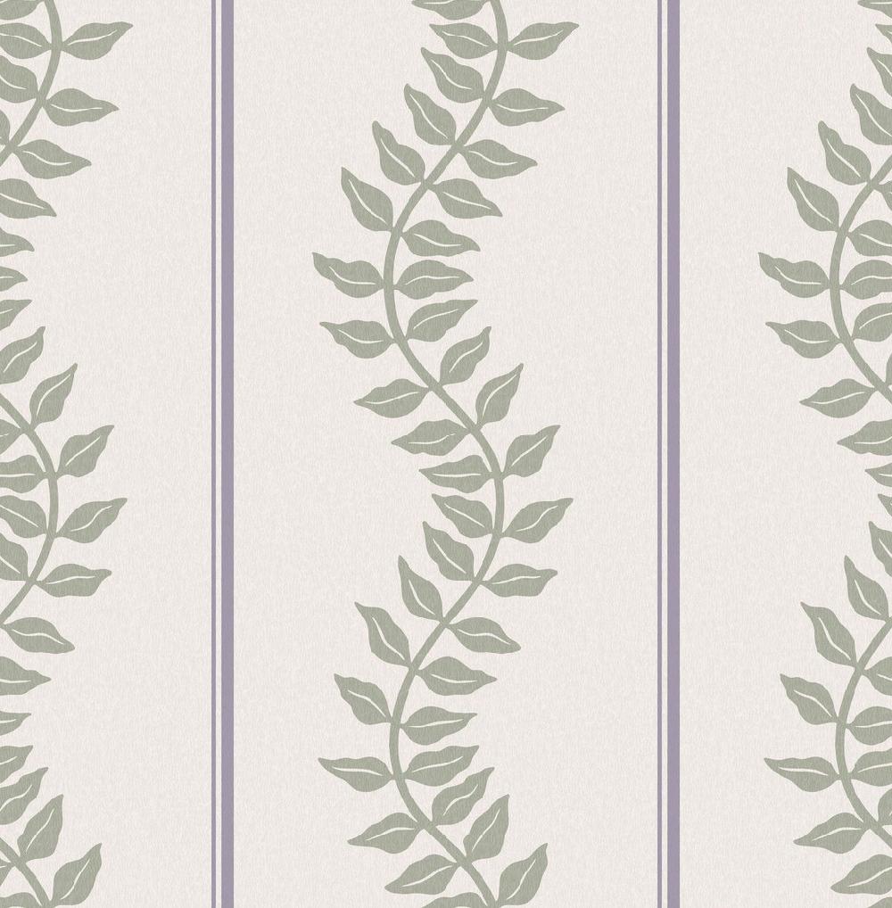 Graham & Brown Laurel Leaf Stripe Mauve & Sage Wallpaper