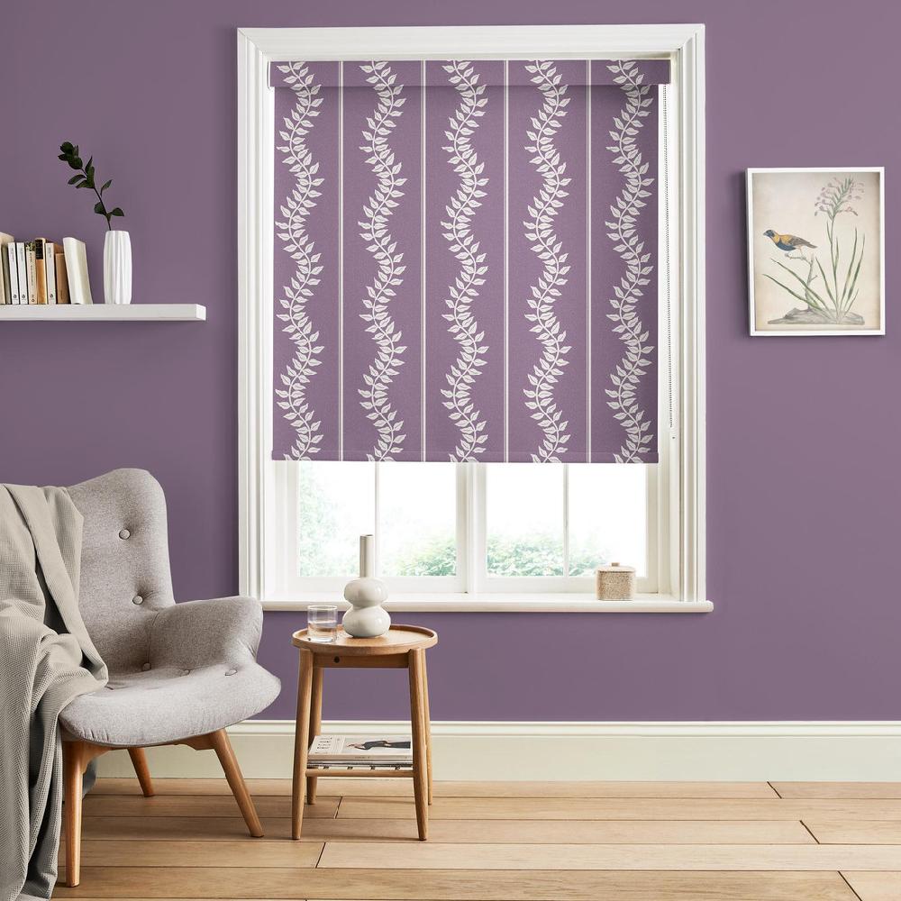 graham & brown Laurel Leaf Stripe Purple Roller Blind