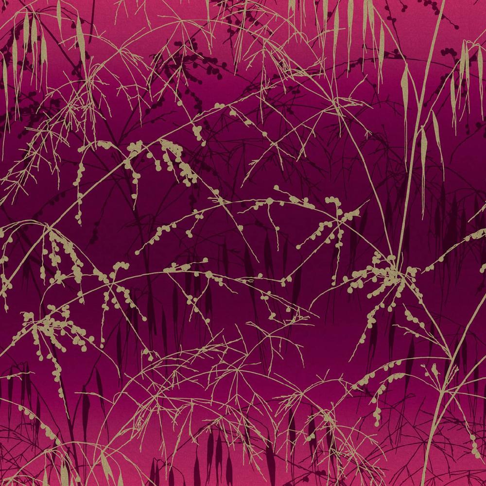 Graham & Brown Meadow Grass Damson & Soft Gold Wallpaper By Clarissa Hulse