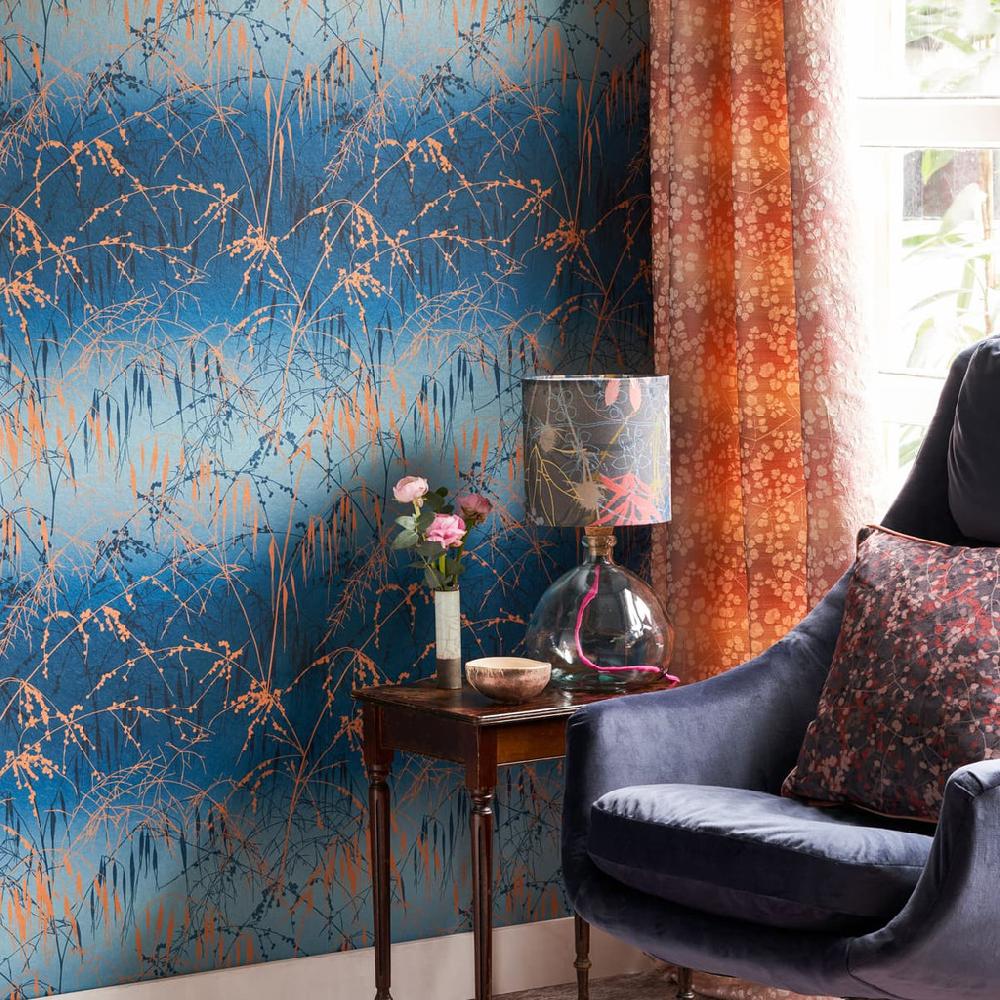 graham & brown Meadow Grass French Navy & Copper Wallpaper by Clarissa Hulse