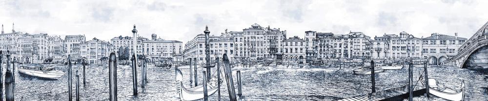 Graham & Brown Old Venezia Blue Wash Panoramic Bespoke Mural