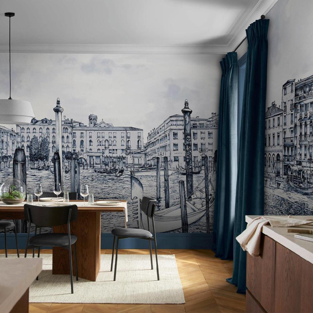 graham & brown Old Venezia Blue Wash Panoramic Bespoke Mural