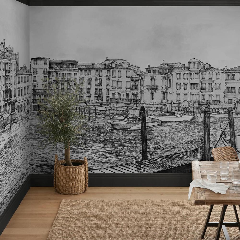 graham & brown Old Venezia Etching Panoramic Bespoke Mural