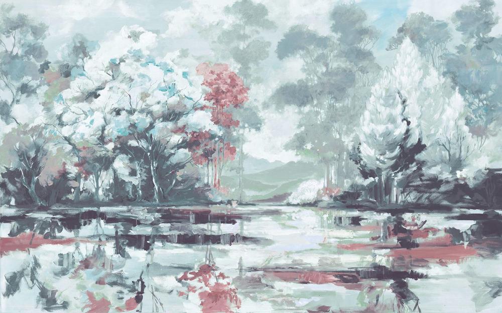 Graham & Brown Painterlily Lake Mystic Green Bespoke Mural