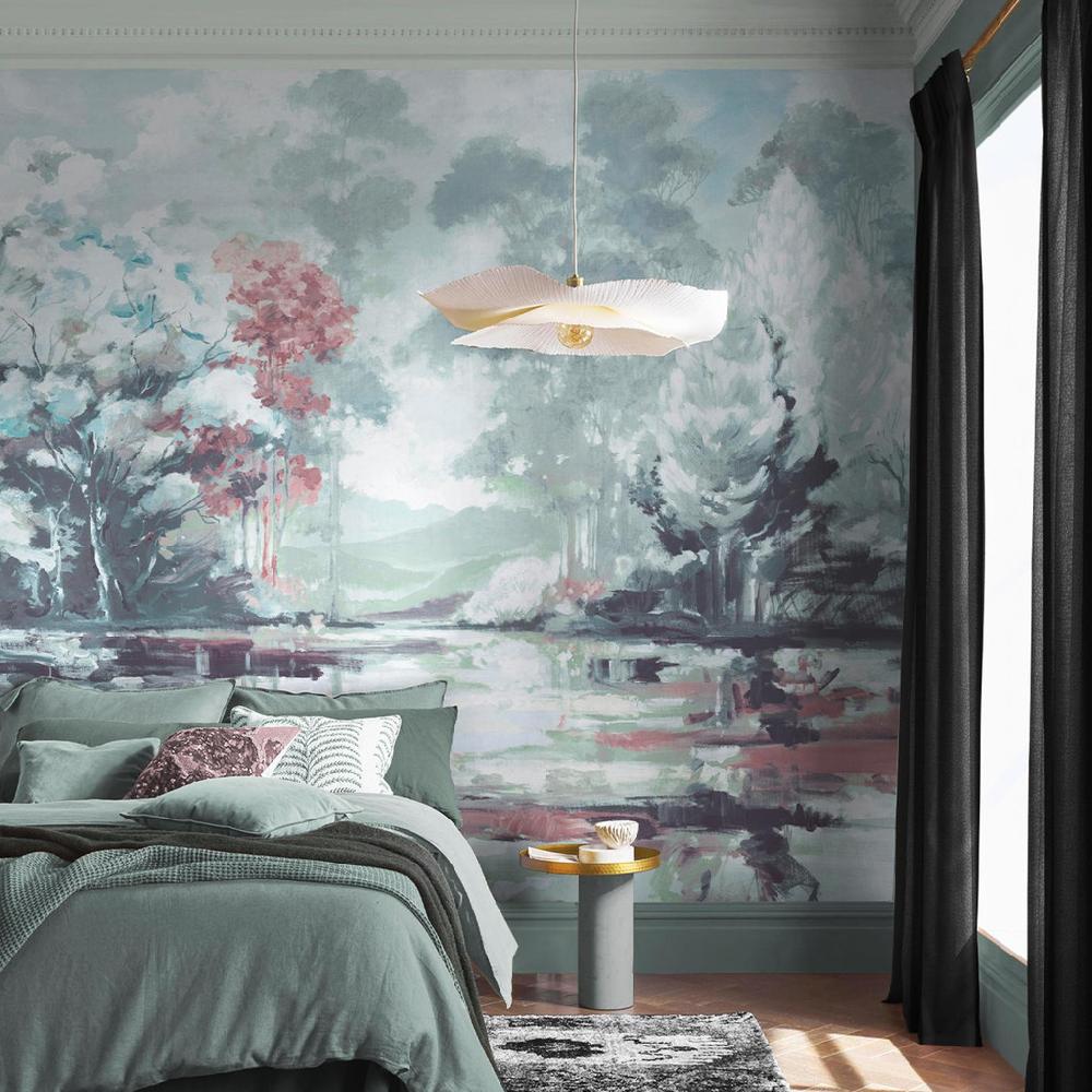 graham & brown Painterlily Lake Mystic Green Bespoke Mural
