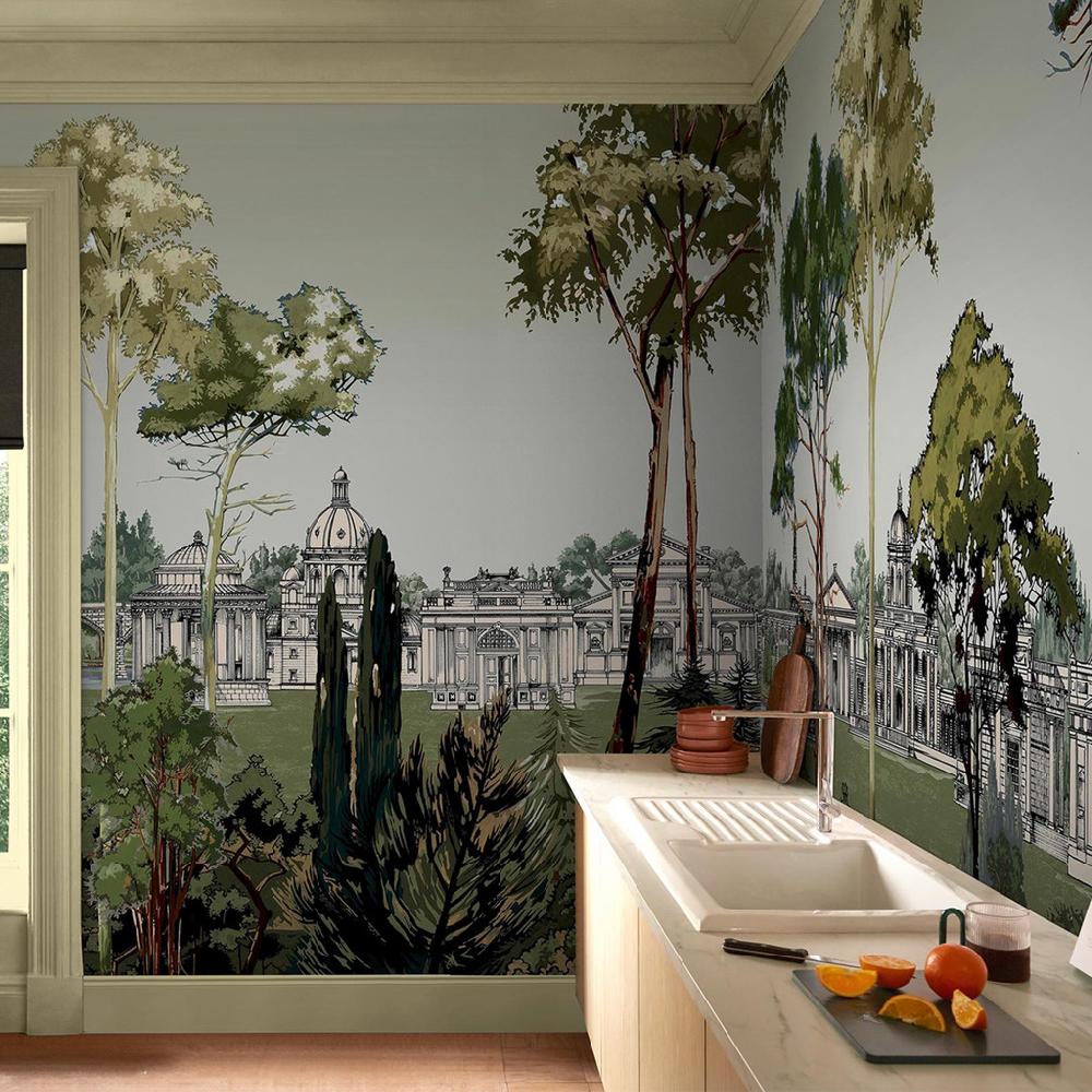 graham & brown Stately Promenade Soft Green Panoramic Bespoke Mural