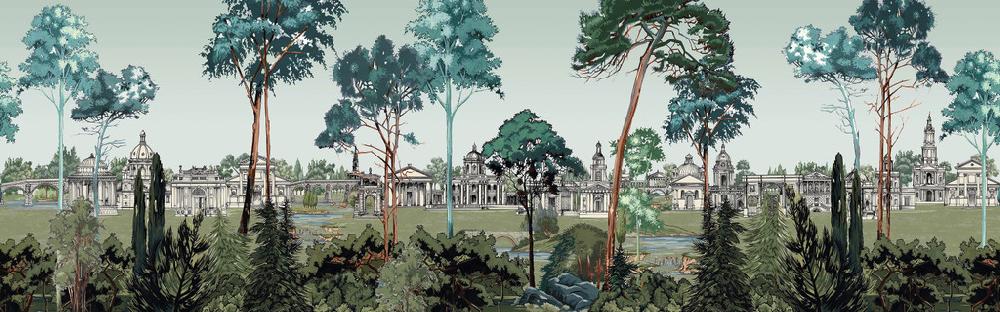 Graham & Brown Stately Prominade Dusk Panoramic Bespoke Mural