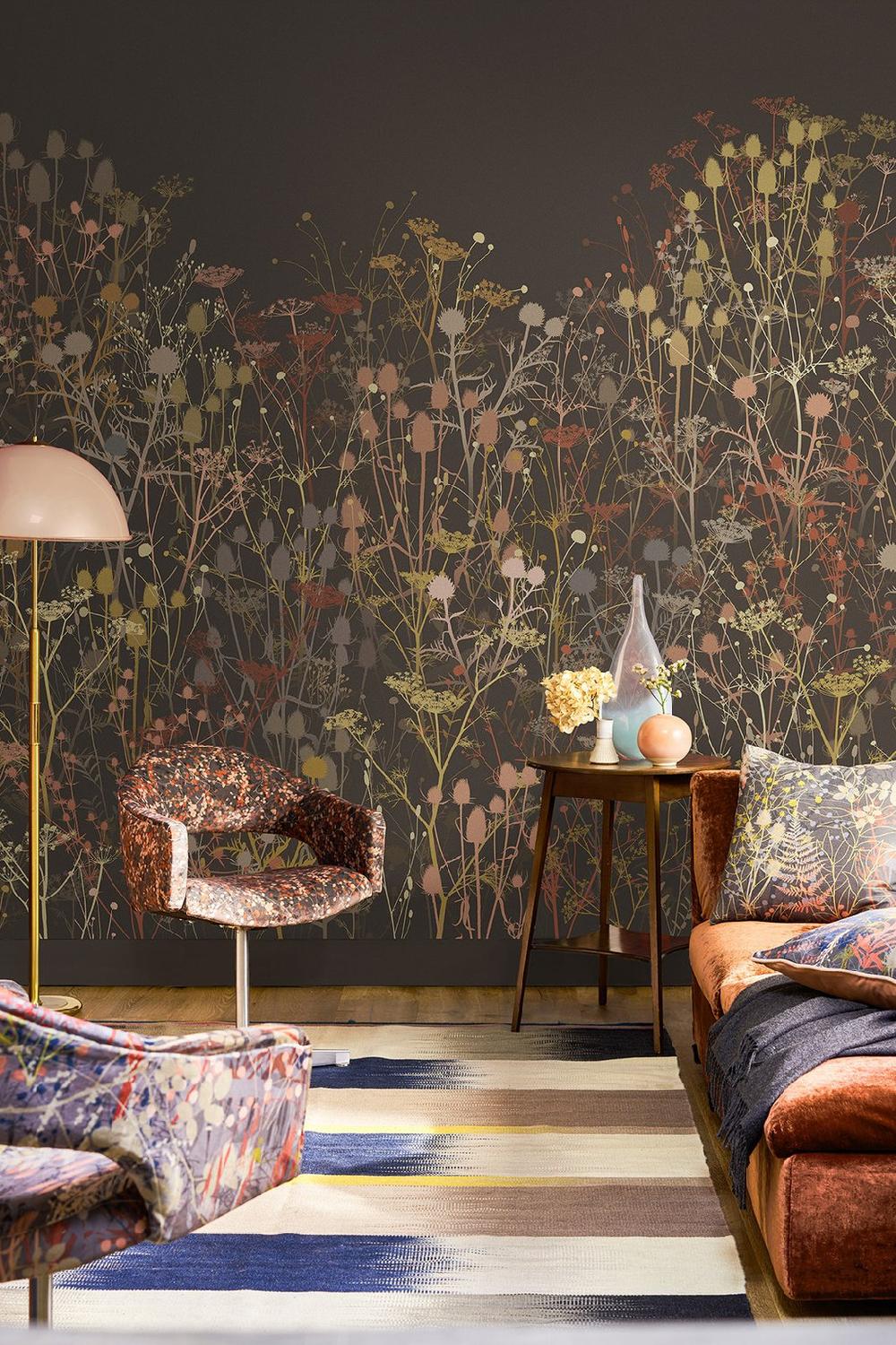 graham & brown Tania's Garden Cocoa Bespoke Mural by Clarissa Hulse