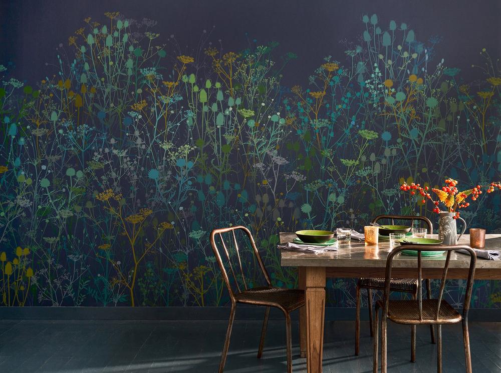 graham & brown Tania's Garden Midnight Bespoke Mural by Clarissa Hulse