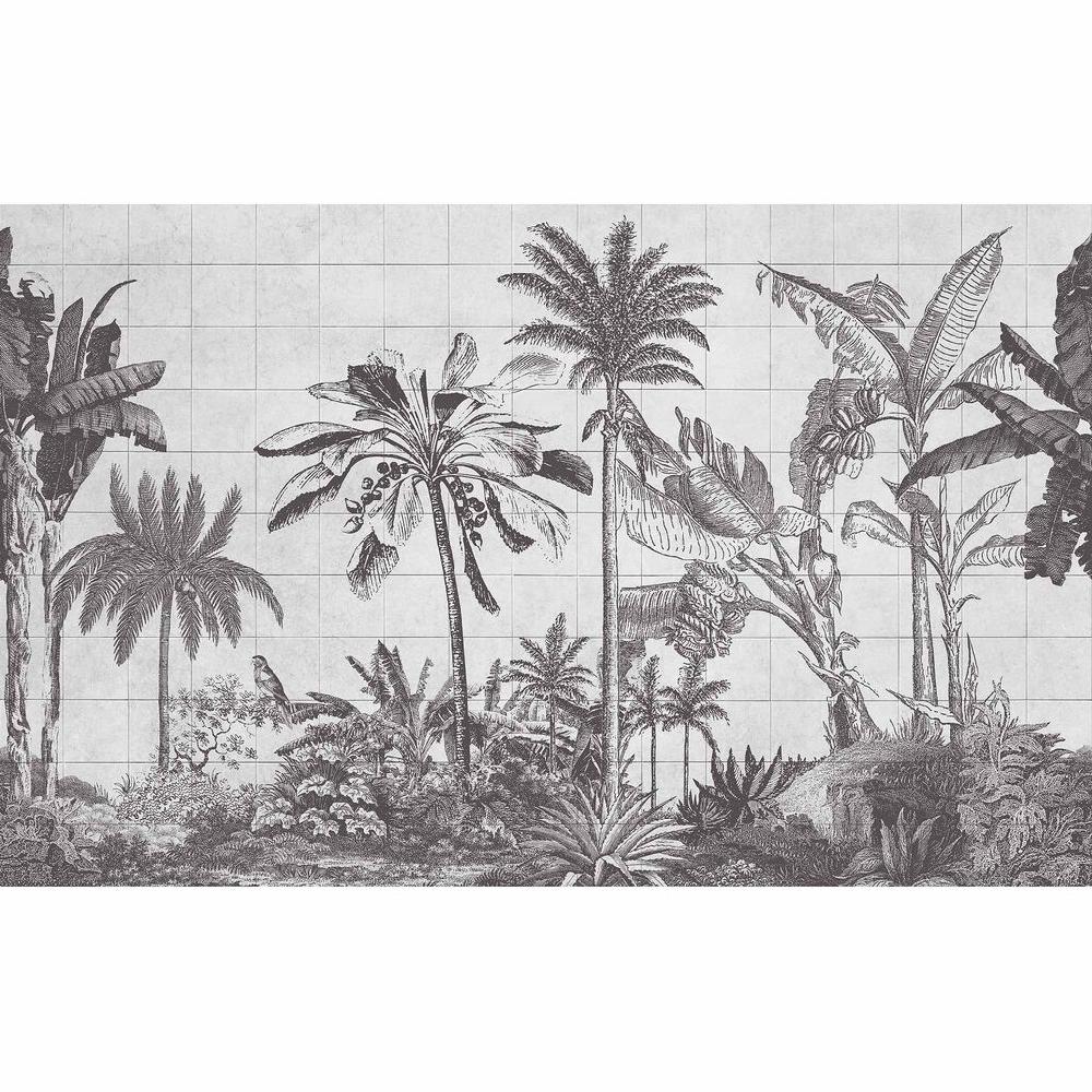Graham & Brown Tiled Jungle Black & White Bespoke Mural