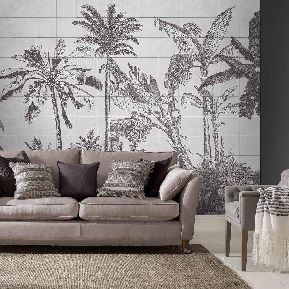 graham & brown Tiled Jungle Black & White Bespoke Mural