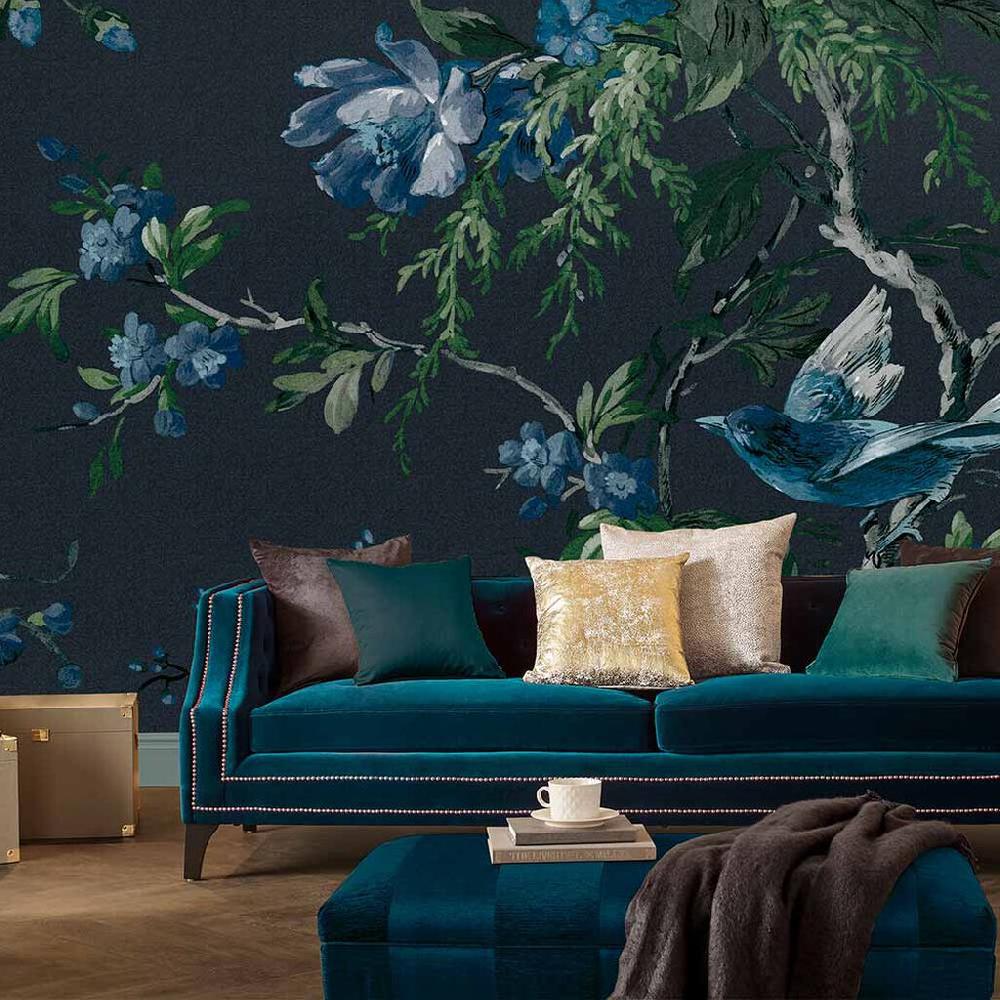 graham & brown Venetian Floral Midnight Bespoke Mural