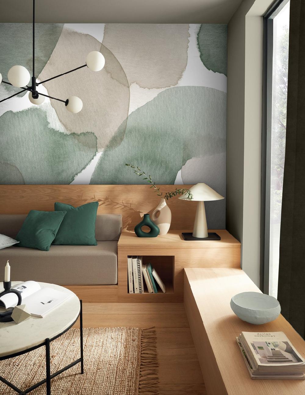 graham & brown Watercolour Stills Green Bespoke Mural