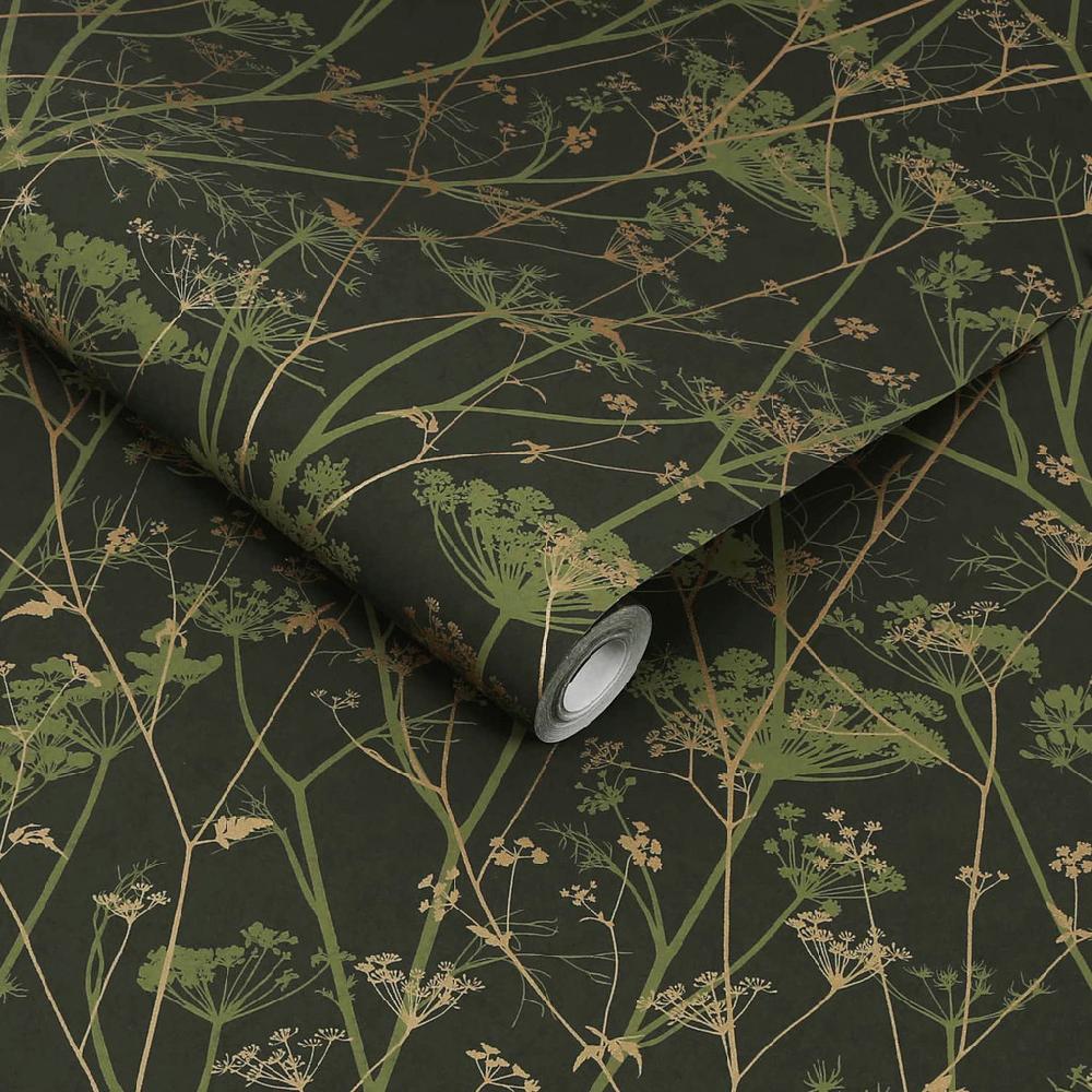 Graham & Brown Wild Chervil Sage & Gold Wallpaper By Clarissa Hulse