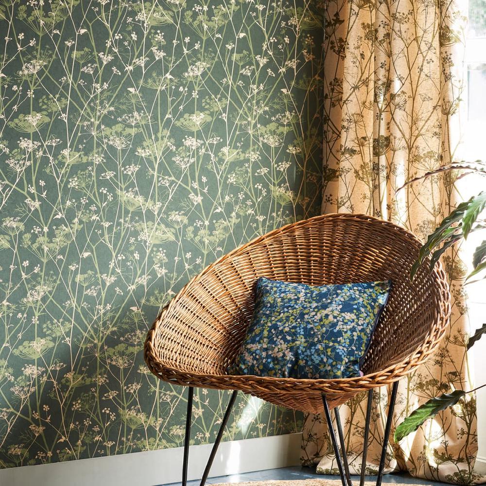 graham & brown Wild Chervil Sage & Gold Wallpaper by Clarissa Hulse