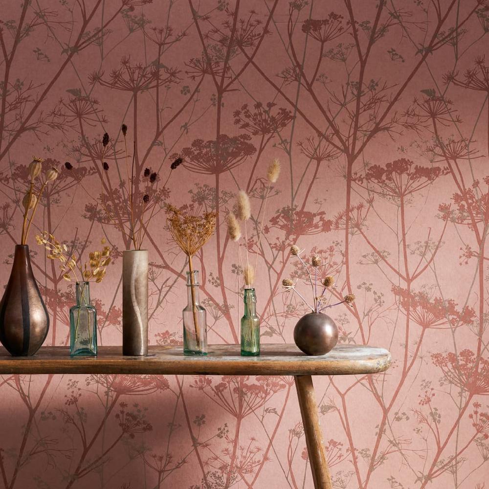 graham & brown Wild Chervil Shell & Rose Gold Wallpaper by Clarissa Hulse