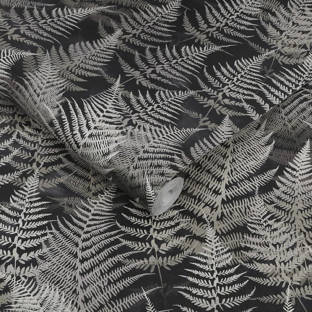Graham & Brown Woodland Fern Charcoal Wallpaper By Clarissa Hulse