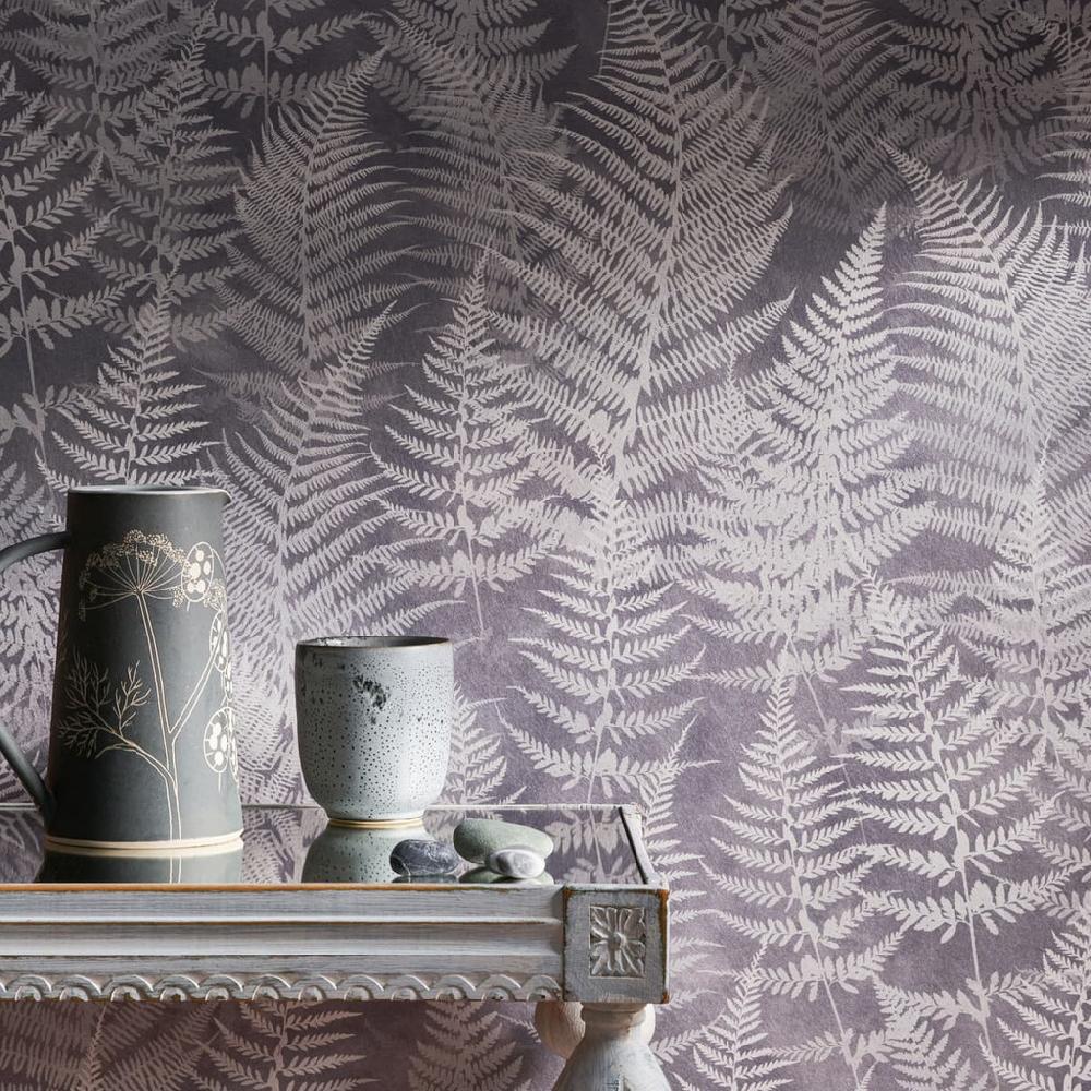 graham & brown Woodland Fern Pewter Wallpaper by Clarissa Hulse