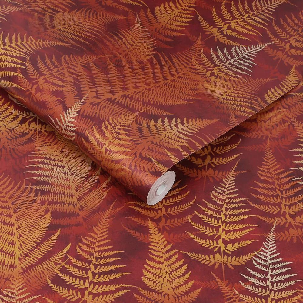 Graham & Brown Woodland Fern Rust Wallpaper By Clarissa Hulse
