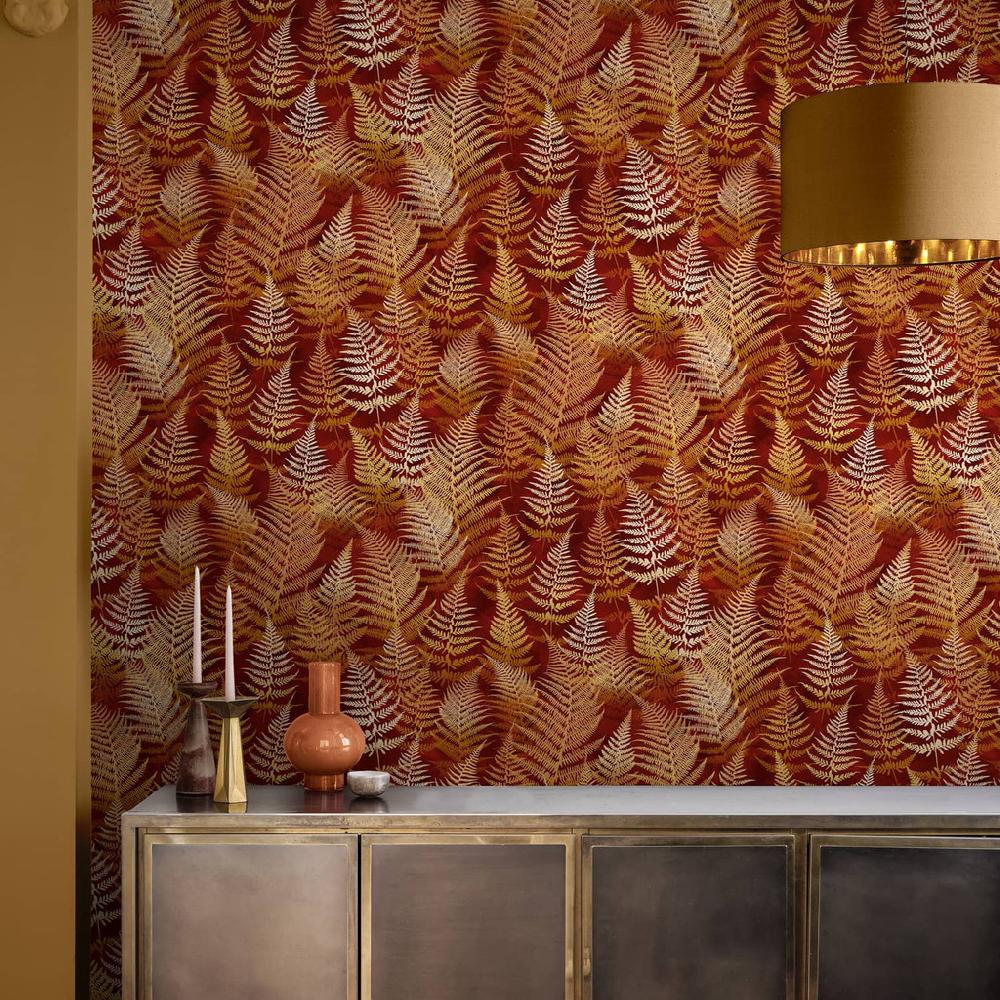 graham & brown Woodland Fern Rust Wallpaper by Clarissa Hulse