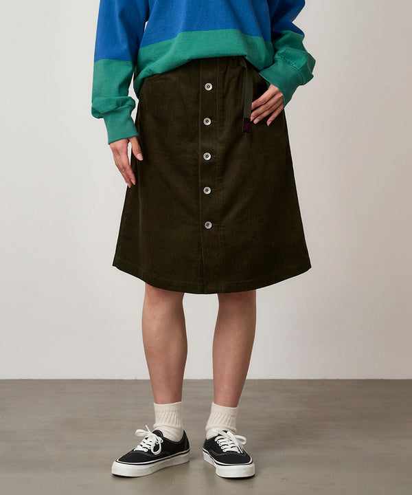 Gramicci Buttoned Down Midi Skirt DEEP BROWN