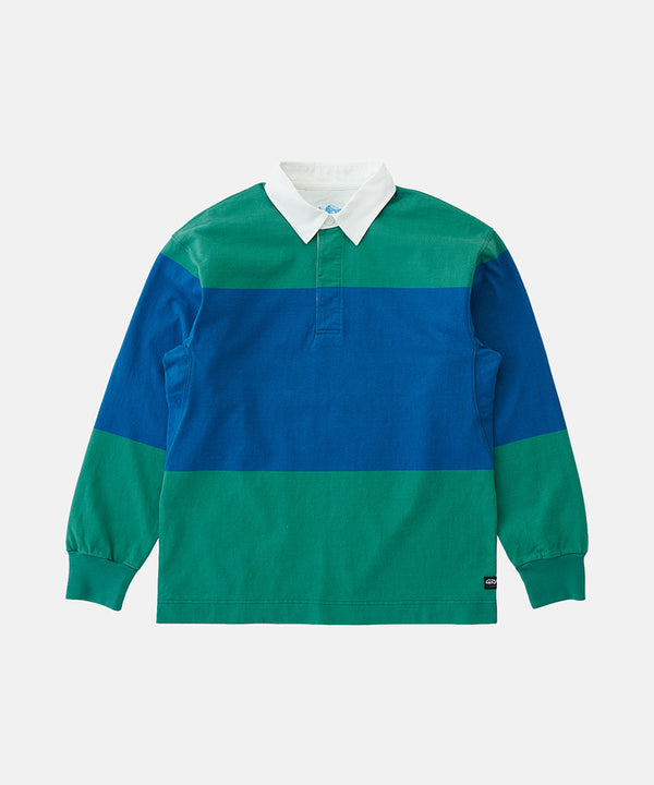 gramicci Langdon Rugby Shirt CERULEAN / EMERALD