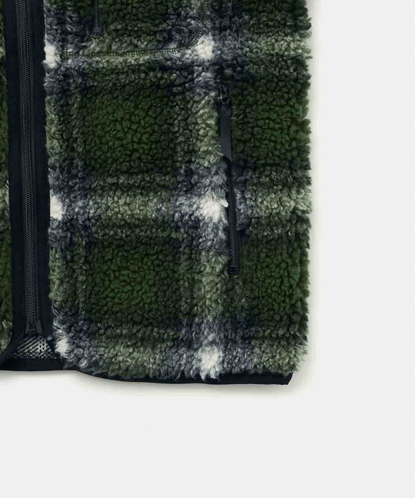 Gramicci Shadow Plaid Sherpa Jacket OLIVE SHADOW PLAID