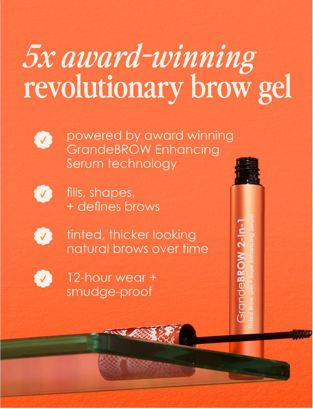 Grande Cosmetics Travel Size GrandeBROW 2-In-1 Tinted Brow Gel + Brow Enhancing Serum Auburn