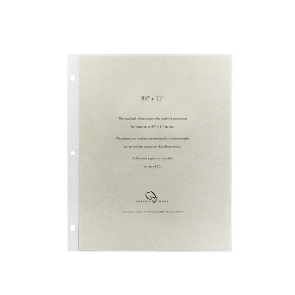 graphic image 8 1/2 x 11 Large 3-Ring Clear Pocket Album Refill