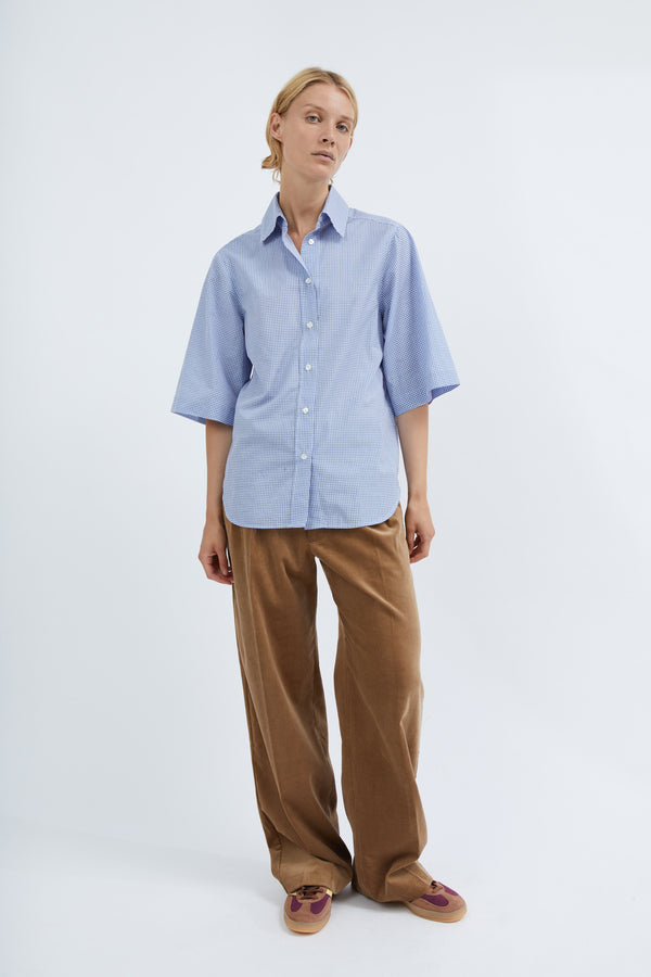 Graumann Emma Shirt In Blue Check Cotton