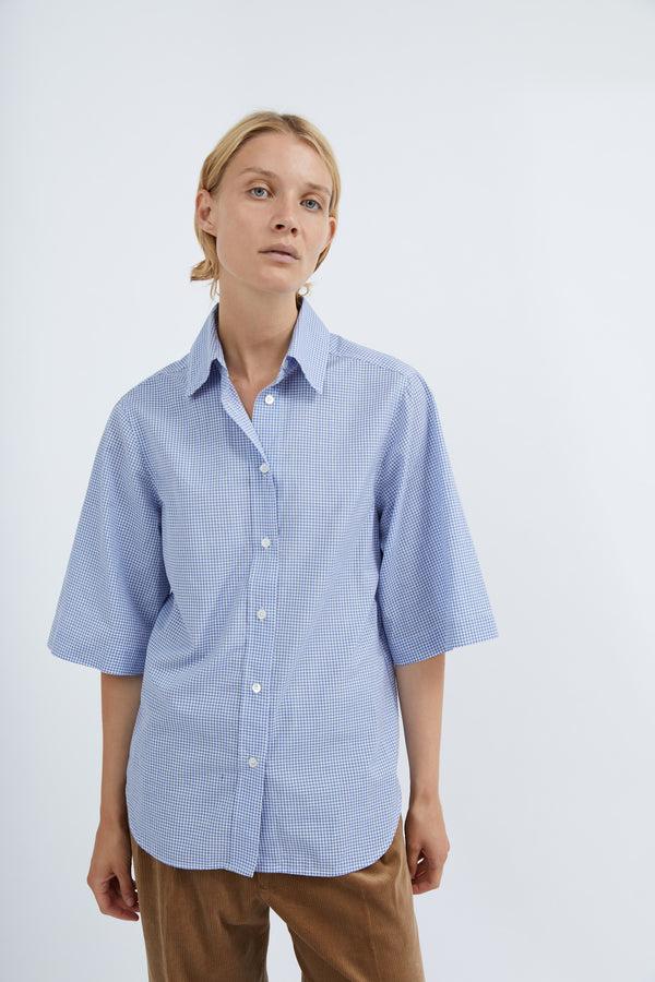 Graumann Emma Shirt In Blue Check Cotton
