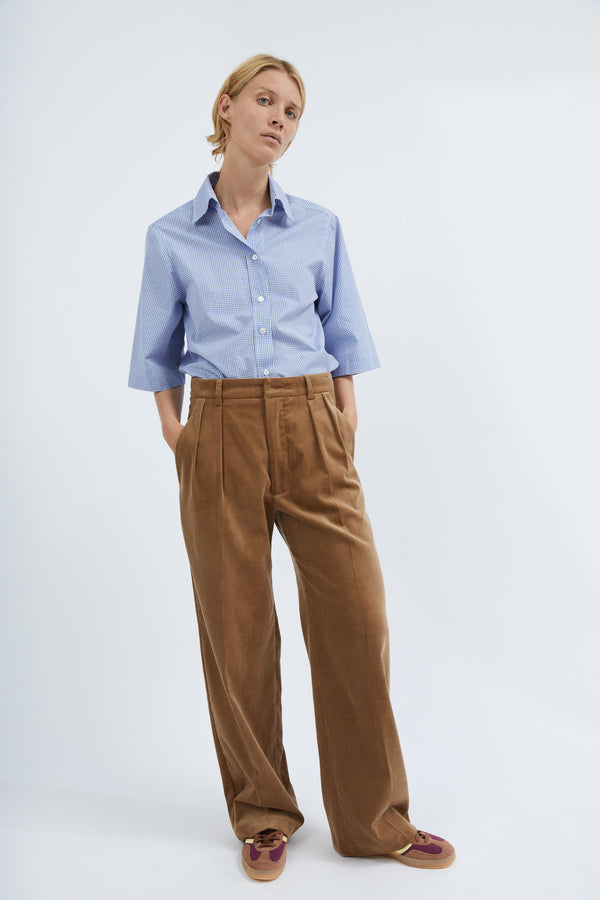 Graumann Emma Shirt In Blue Check Cotton