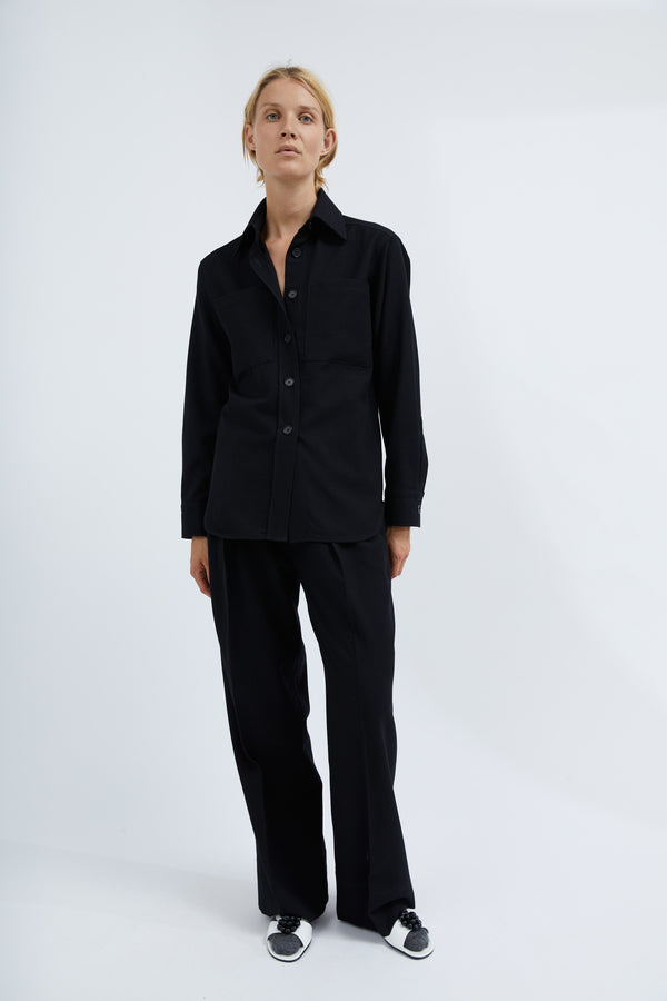 Graumann Mio Shirt In Black Light Wool