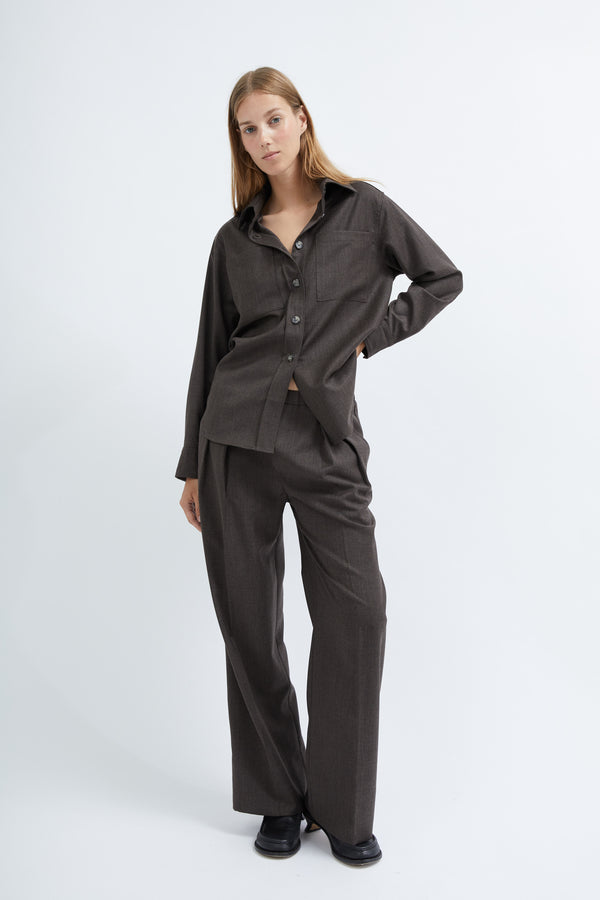Graumann Mio Shirt In Brown Light Wool