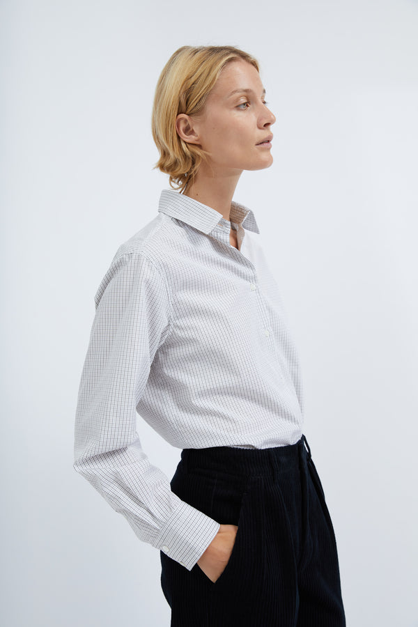 Graumann Selda Shirt In White Checked Cotton