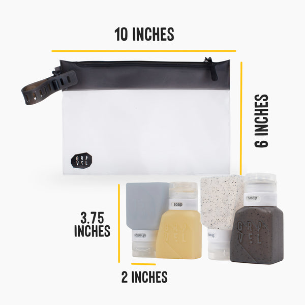 Gravel SET | TSA Approved Shower Bag & 4 Bottles
