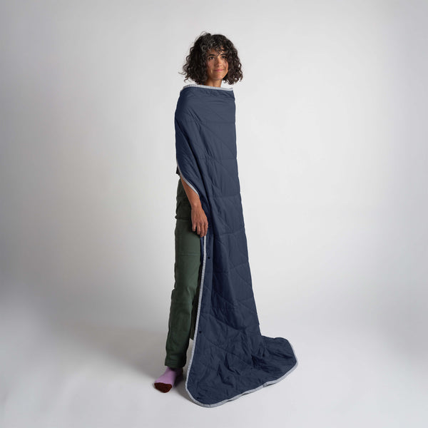 gravel Layover™ Travel Blanket - Packable & Puffy | Blue
