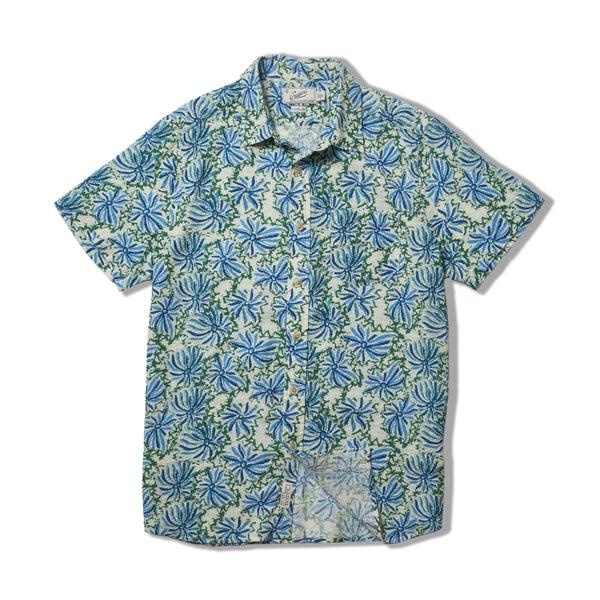 Grayers Bamboo Dobby Printed Short Sleeve Shirt - Blue Green Floral