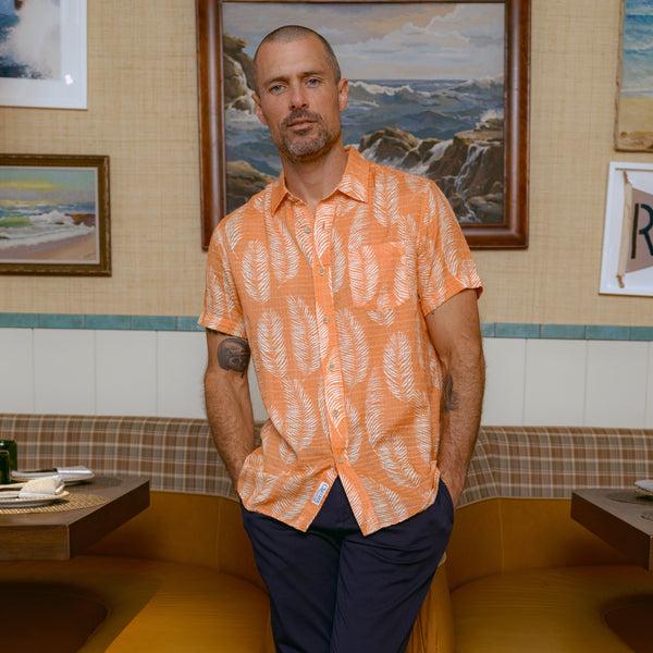 Grayers Bamboo Dobby Printed Short Sleeve Shirt - Coppertone Leaf