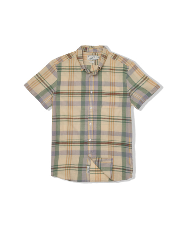 grayers Classic Madras Plaid Short Sleeve Shirt - Lt Blue Cream Plaid