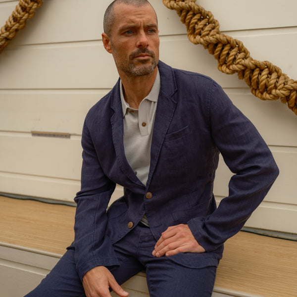 Grayers Bal Harbour 2 Button Linen Blazer - Navy