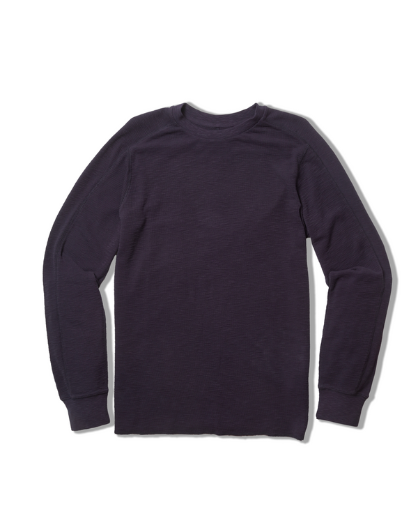 grayers Clint Waffle Cotton Crew - Blue Steel