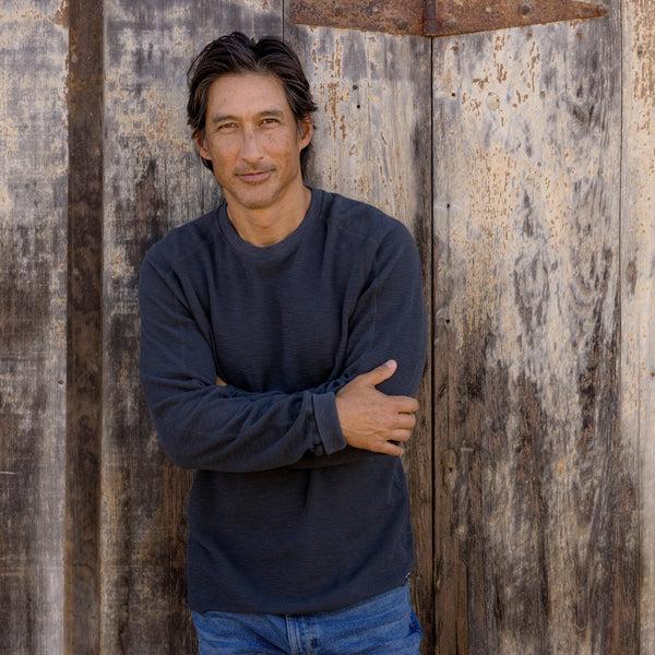 Grayers Clint Waffle Cotton Crew - Dark Navy