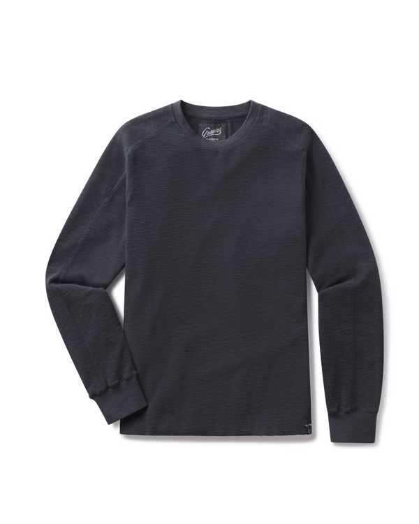 grayers Clint Waffle Cotton Crew - Dark Navy