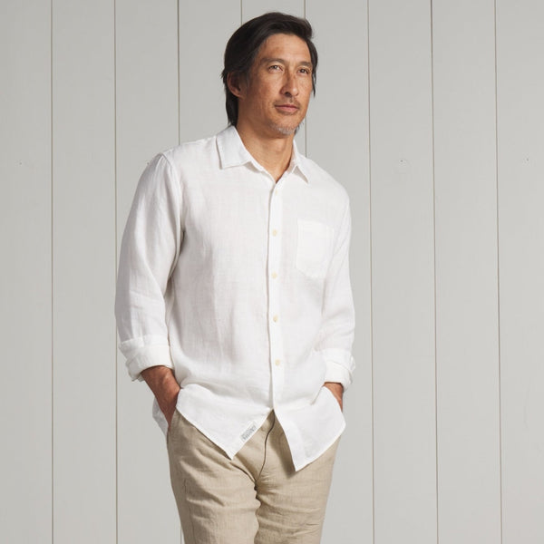 Grayers Nantucket Yarn Dyed Linen Shirt - White