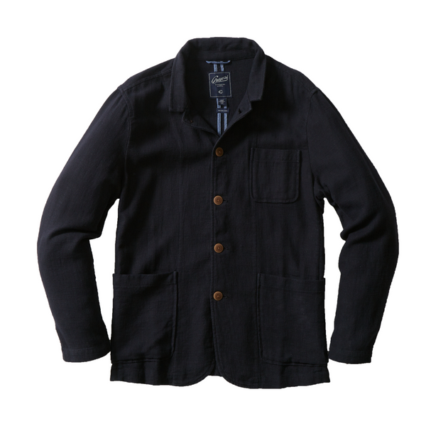grayers Nelson Ramie Stand Up Collar Jacket - Navy