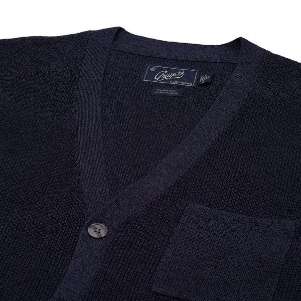 Grayers Ramie Cotton Cardigan Sweater - Navy