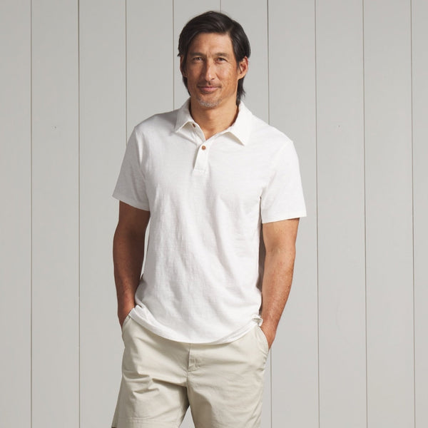Grayers Sunwashed 2 Button Polo - White