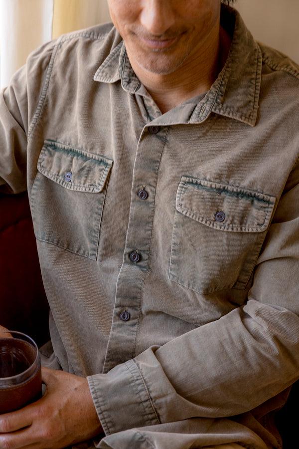 Grayers Jeremiah Vintage Garment Dyed Cord Shirt - Mushroom