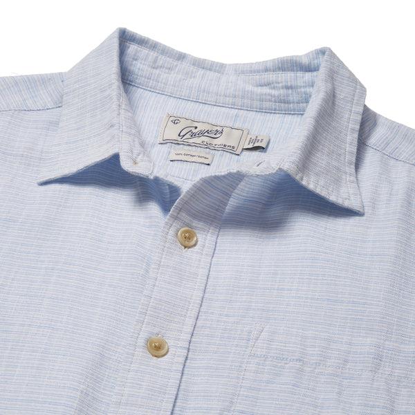 Grayers Light Weight Power Loom Short Sleeve Shirt - Blue Stripe